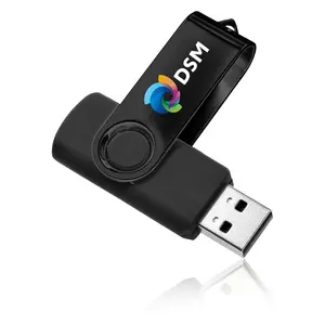 Popüler fuar hediye özelleştirilmiş lazer gravür logosu siyah renk döner büküm usb flash sürücü memory stick disk anahtar kalem sürücü
