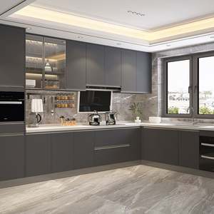 Muebles de Cocina Grises de Alta Gama Santopova con Vitrinas y Electrodomésticos Integrados - Product Image 3