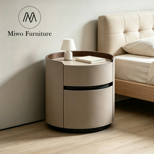 Mesitas de Noche Modernas para Dormitorio, Muebles de Lujo para Hotel, con Almacenamiento en Cuero, 2 Cajones, Mesa Auxiliar para Cama - Product Image 2