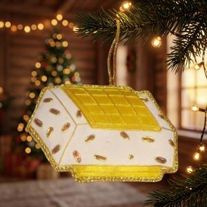 Beautiful Handmade Zari Embroidery Beaded Christmas Tree Ornament Stonecraft International ZAR054 Modern Style Rectangle Shape - Product Image 1