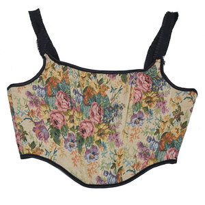 Luxury Jacquard Floral Corset <b>Top</b> Women <b>Butterfly</b> Print Vintage Bustier Vest Scalloped Hem Fairycore Aesthetic Lace up Bodice - Product Image 5