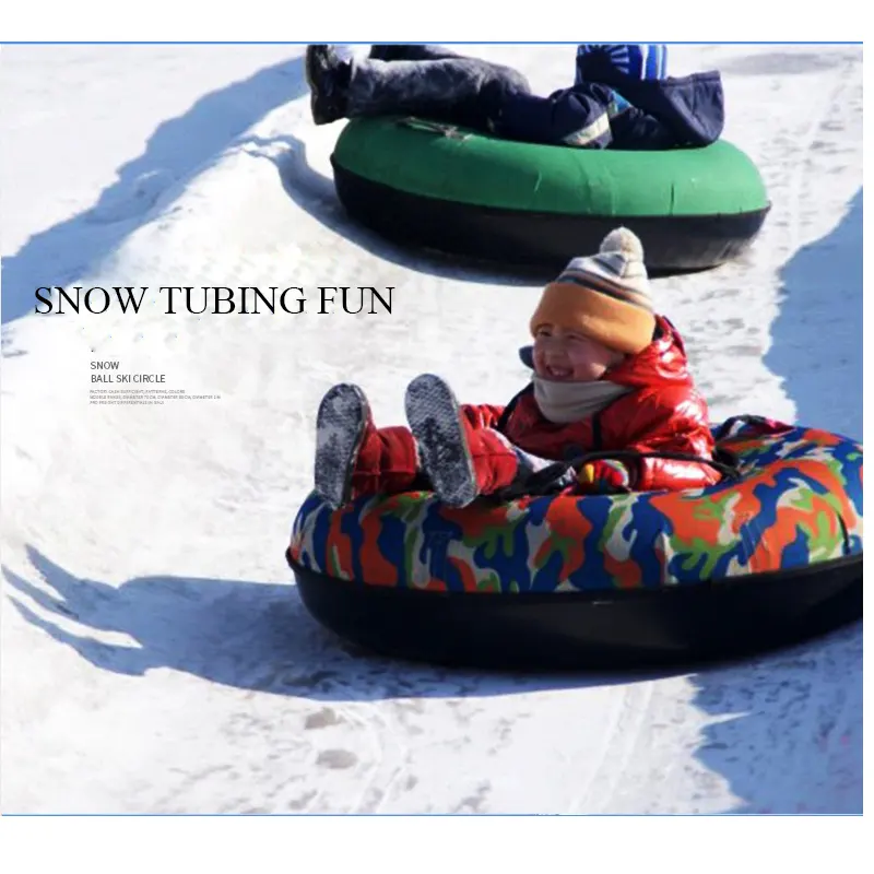 겨울 스키 1-2 인 고무 팽창 식 눈 썰매 튜브 손잡이가있는 잔디와 모래를위한 비행 접시 스노우 보드