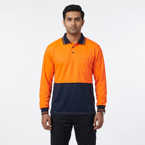 <b>Hi</b> <b>Vis</b> Two Tone Long Sleeve Cotton <b>T</b>-<b>Shirt</b> Reflective Safety Workwear <b>Hi</b> Visibility <b>T</b> <b>Shirt</b> for Men - Product Image 1
