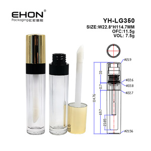Tube de gloss à lèvres transparent avec bouchon à vis doré, emballage cosmétique PETG, diamètre 22,6 mm - Product Image 4
