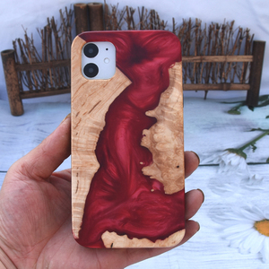 Étui de téléphone portable en bois de luxe personnalisé OEM pour 11/12/13 Pro, design en agate, bois de bambou, étanche, holographique - Product Image 2