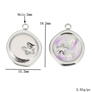 Colgante de acero inoxidable esmaltado con temática del océano, formas mixtas para hacer collares, accesorio de joyería DIY - Product Image 3
