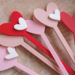 ไม้คนค็อกเทลรูปหัวใจอะคริลิค ลาย XO ขนาด 15 ซม. ของขวัญตกแต่งงานปาร์ตี้วันวาเลนไทน์ - Product Image 3