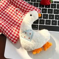 Porte-clés en peluche d'oie en gros, logo brodé personnalisé, breloque de sac en peluche douce, décoration de sac à dos et cadeau d'activités