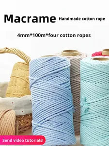 <span class=keywords><strong>Macrame</strong></span> Katoenen Draad Diy Handgemaakte Gevlochten Touw 4Mm 4-strengs Kleurrijk Handgeweven Touw Materiaal Kit Voor Kleding Tapijt Weven - Product Image 6