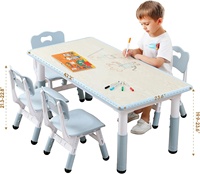 Ensemble table et chaises pour enfants SINKIPA, bureau réglable en hauteur, 6 places, pour les enfants de 3 à 8 ans, pieds antidérapants, respectueux de l'environnement, école/garderies/maison