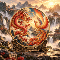Pièces de monnaie en cuivre pur 999 de 1 oz, série Dragon Phénix, édition collector UV double face, rondes, artisanat métallique