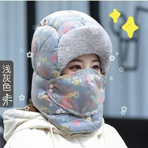 Winter Women's Graffiti <b>Lei</b> Feng Hat Warm Windproof Neck Ear Protection Character Style Adult Balaclava - Product Image 1