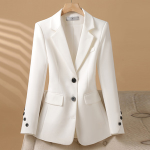 Women's Blazer Orange Solid Color Polyester Anti-Wrinkle Slim Fit Professional Suit Jacket Autumn Winter 2024 - Product Image 3