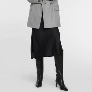 Large Size 46 Solid Wide Fit Women's Knee High Boots Ladies Low Heels <b>Shoes</b> Pointed Toe on Long Booties - Product Image 3