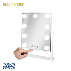 Espejo LED Inteligente <span class=keywords><strong>con</strong></span> Pantalla Táctil BUYWAY, 25x30cm, Vertical, Cuadrado, de Escritorio, <span class=keywords><strong>con</strong></span> 9 Luces, Marco de MDF, Base de Hierro, Schminkspiegel - Product Image 6