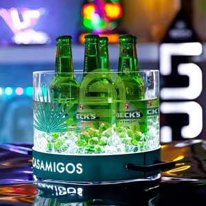 ถังน้ำแข็งอะคริลิค LED แบบกลมดีไซน์เหมาะสำหรับบาร์และปาร์ตี้ภาชนะระบายความร้อนด้วยเบียร์ตู้แช่เครื่องดื่มระดับไฮเอนด์ - Product Image 2
