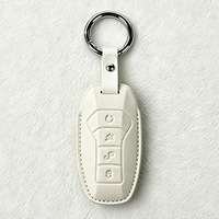 Housse de clé de voiture en cuir de luxe pour BYD Han EV/Tang DM, étui pour clé de voiture à 4 boutons, protection anti-rayures Yuan