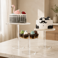 Support à gâteau en acrylique transparent, présentoir à dessert, socle rond à un seul niveau pour mariage, fête, table de pâtisserie