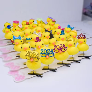 Pinzas para el pelo de terciopelo DIY con diseño de resorte - Adornos para el pelo Kawaii de pollitos y patos amarillos lindos para niñas, recuerdos de fiesta y regalos - Product Image 5