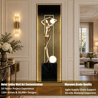 Décoration murale pour hall d'hôtel : Tableau abstrait moderne en porcelaine noire avec LED, motif cristal, grand format vertical, toile brillante