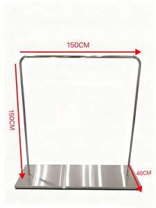 Exhibidores de Ropa Personalizados para Tiendas, Estante de Ropa de <span class=keywords><strong>Metal</strong></span> Plateado Montado en la Pared, Estante de Ropa de Acero Inoxidable Plateado para Tienda - Product Image 6