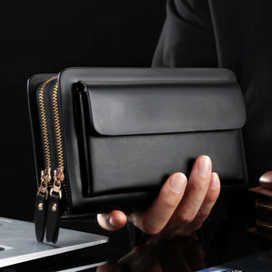 Luxe Portemonnee Dubbele Rits Zakelijke Mannelijke Grote Capaciteit Telefoonkaart Hoder Geld Clip Lange Leren Mannen Clutch Tas - Product Image 6