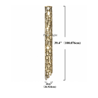 Lustre en verre tubulaire vertical haut de gamme, moderne et luxueux, doré texturé, décoratif, pour hôtel, villa, escalier.
