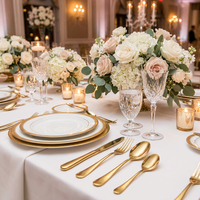 Vente en gros d'usine, ensemble de couverts en acier inoxydable plaqué titane doré, 4 pièces, boîte cadeau de luxe pour mariage, hôtel, restaurant, argenterie
