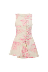 Robe Courte Décontractée à Col Rond et Manches Longues en Lin Imprimé Floral avec Volants, Tissage Numérique, Fourniture ODM pour l'Été - Product Image 6