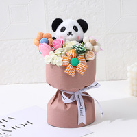 Grosir disesuaikan boneka Panda lucu buket bunga buatan untuk Natal wisuda Hari Ibu kesempatan Paskah