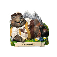 Aimant de réfrigérateur 3D en résine, design personnalisé en forme de marmotte, thème Zermatt Suisse, vente en gros usine
