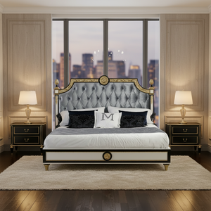 Cama King Size Tapizada en Madera de Caoba Sólida de Primera Calidad, Muebles de Dormitorio Modernos y Clásicos de Lujo para Apartamento, Hechos a Mano en Indonesia para Exportación - Product Image 2