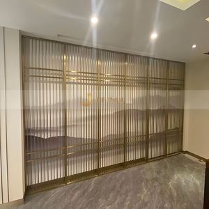 EX541 Modern Laser Cut Foldable Stainless Steel <b>Screen</b> Divider for Hotel Lobby Interior <b>Decoration</b> Architectural Project - Product Image 4