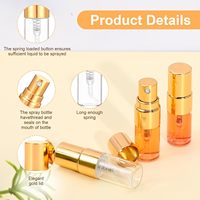 Botol Semprot Sampel Parfum Kaca Bening Kosong Isi Ulang Mini 2ml 3ml 5ml dengan Nosel Aluminium Berlapis Emas dan Tutup Emas