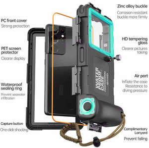 Shellbox 2e génération Étui de plongée sous-marine professionnel étanche 49ft 15m Compatible avec téléphone portable 6.9 pouces avec trou d'aération - Product Image 6