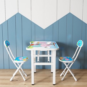 Children's Study <b>Desk</b> And Chair Set Foldable Metal Writing <b>Desk</b> For Kids With Cartoon Design Study Furniture - Product Image 2