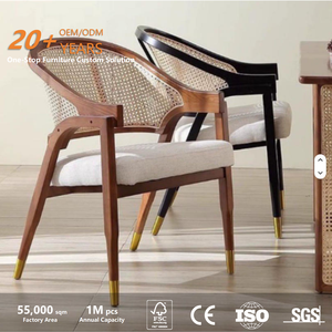 Fauteuil en rotin scandinave nordique - Luxe léger, écologique, rembourré, durable, chaise de salle à manger en bois massif moderne pour la maison - Product Image 2