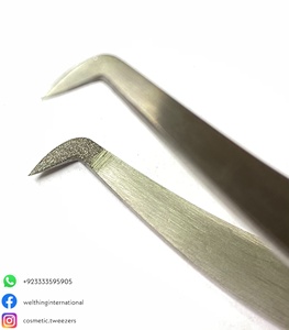 แหนบปลายเพชรรูปตัว L อุปกรณ์ต่อขนตาสแตนเลสออกแบบโลโก้ได้ตามต้องการ - Product Image 1