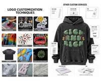 Sweat-shirt à capuche surdimensionné vintage délavé avec impression graphique 3D en relief et poche kangourou