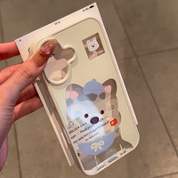 Coque de protection transparente antichoc en TPU + PC, motif dessin animé légumes et petits animaux, avec cadre d'appareil photo personnalisable et électroplaqué