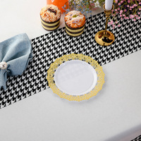 Lot de 25 assiettes à bord doré de 7.5 pouces en plastique doré vaisselle jetable avec fourchette couteau cuillère tasse serviette