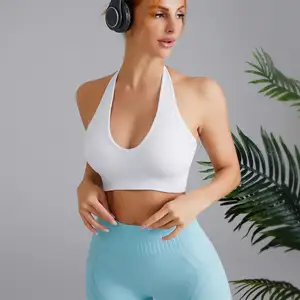 2023 nova chegada barato mulheres sutiã ginásio Deep V sexy triângulo copo não-marcação braClothes Fornecedor Seamless yoga bra tops