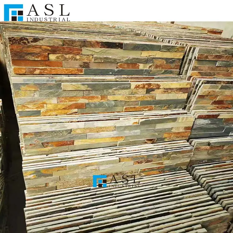 Hot sale multicolor culture stone Natural slate wall cladding,Cheap Backsplash Stone Tile Wall,Natural landscaping stone Tiles