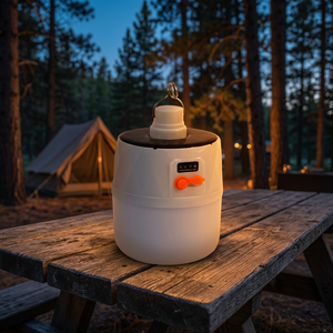 Lámpara LED Solar Integrada Recargable para Camping, DC5V-6V 100W, Carga USB/Solar, Material PP, Batería de 2400mAh, 3 Niveles de Intensidad, con Gancho - Product Image 2