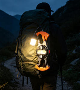 Portable <b>Double</b> Carabiner COB Flashlight with 3 Light Sources Bottle Opener Waterproof <b>USB</b> Rechargeable Work Light for Outdoor S - Product Image 3