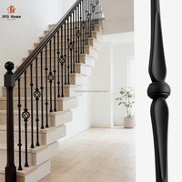 Balustre carré noir mat de haute qualité en métal forgé de 14 mm avec pièce pour rampe d'escalier intérieure en bois