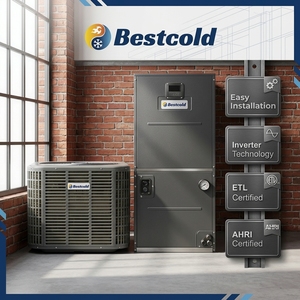Unité de traitement d'air Bestcold certifiée ETL AHRI, 17 SEER2 R454B, à soufflage vertical, système HVAC pour l'Amérique du Nord - Product Image 2