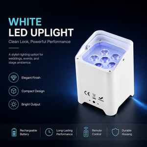 ไฟ LED Wash Uplight แบบไร้สาย 8 ชิ้น พร้อมแบตเตอรี่ในตัว ควบคุมผ่านแอพ 6x18W RGBWA+UV บรรจุ 2 กระเป๋า เหมาะสำหรับงานแต่งงานและดีเจ - Product Image 2