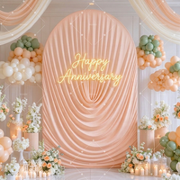 MUWEI Housse de cadre arqué en U monobloc pré-arranglée, en Spandex extensible et soie de lait, avec manches drapées, pour cabine photo de mariage et d'anniversaire