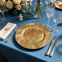 Assiettes de présentation robustes et durables en PP de 13 pouces, finition texturée dorée, pour la location d'événements et de mariages